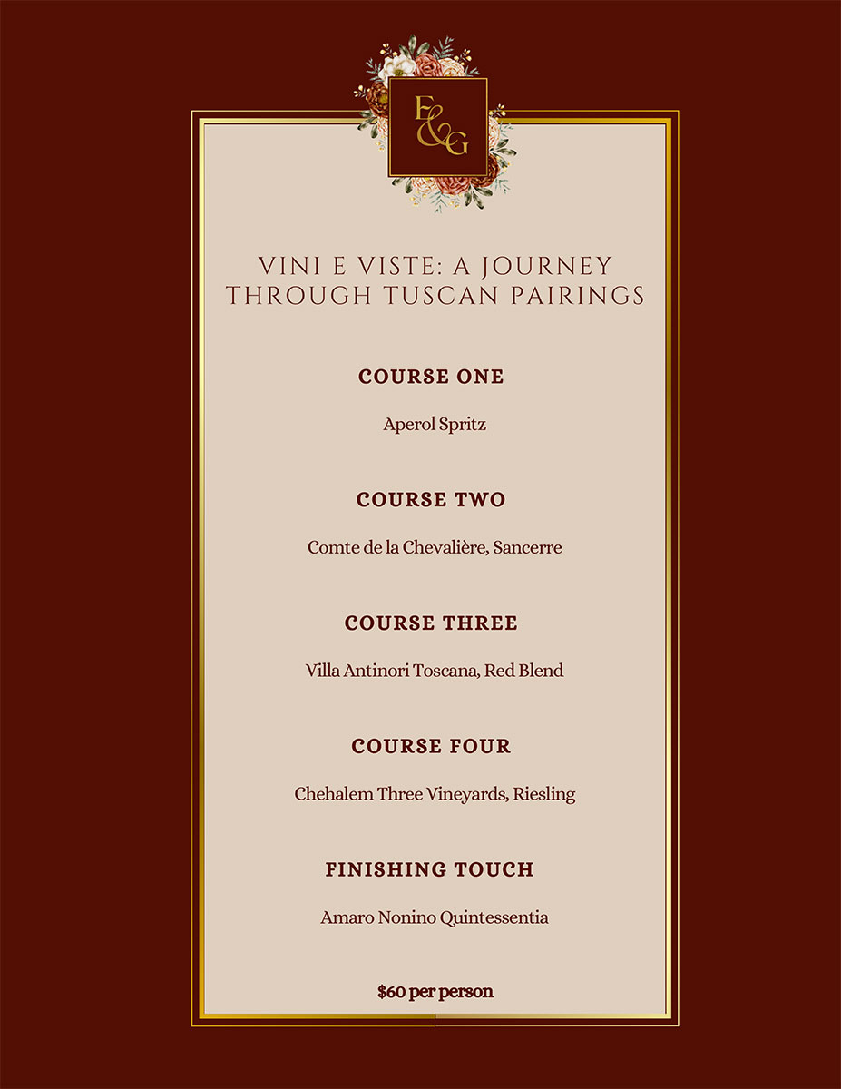 Elm and Good Tuscan Menu Page 1